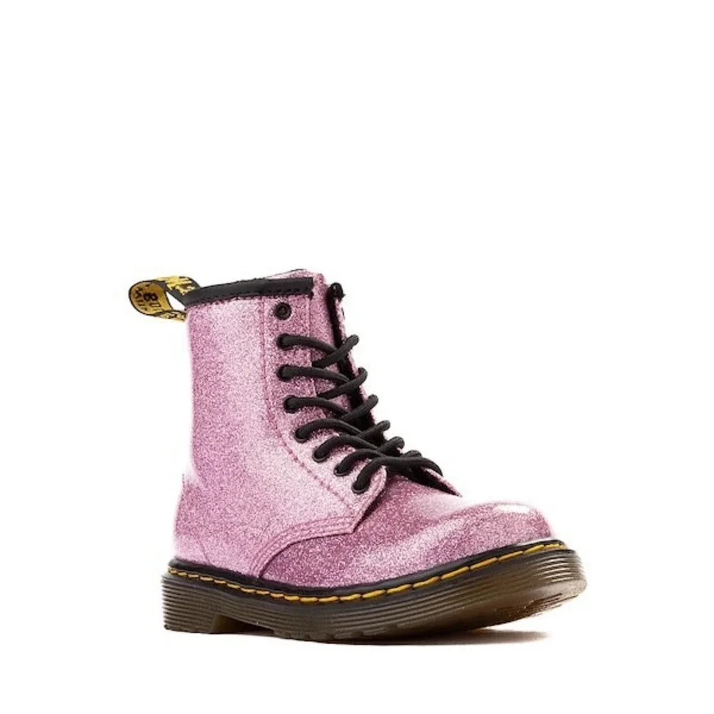 Dr. Martens 1460 Glitter J Pink Sparkle Lace Up Side Zip Boots Size US 3 Grls